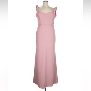 NWT Theia size 16 pink open back formal gown cocktail dress wedding guest ruffle